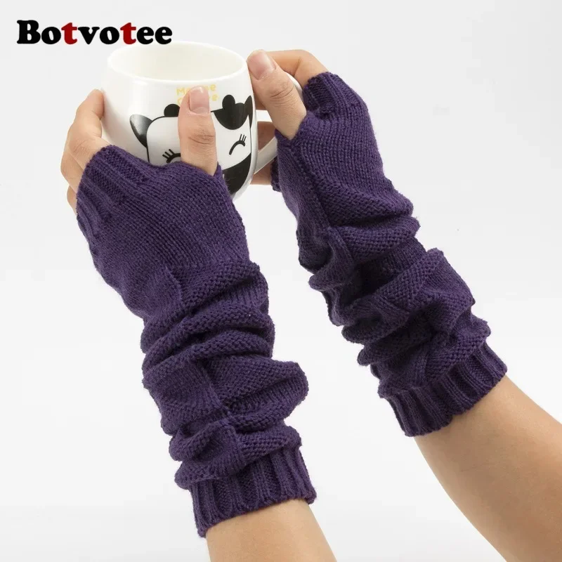 Fingerless Glove Knit - Botvotee Y2k Calentadores de Brazos de