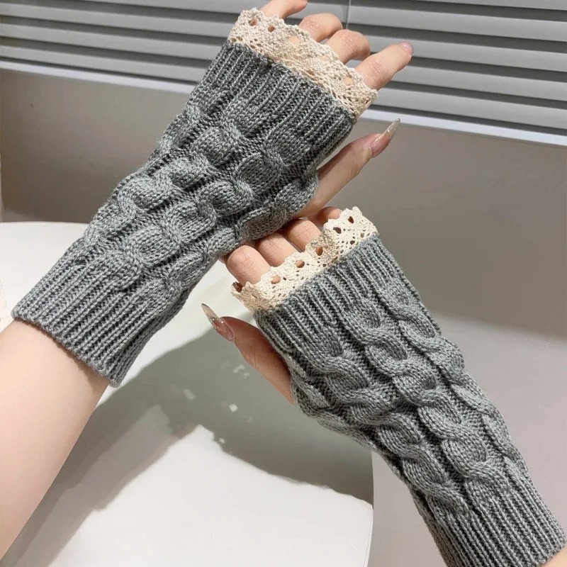 Guantes sin dedos de encaje pa - Fingerless Glove Knit reseña y precio