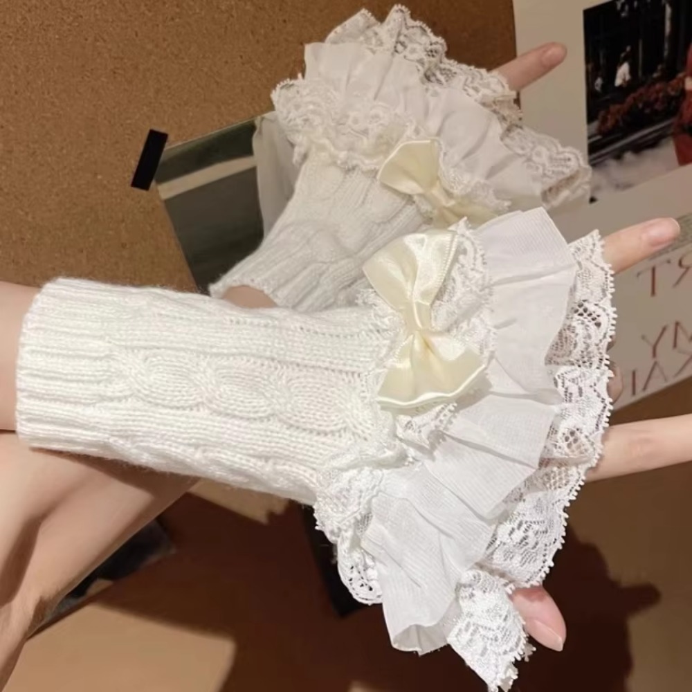 1 par de guantes de encaje con - Fingerless Glove Knit reseña y precio